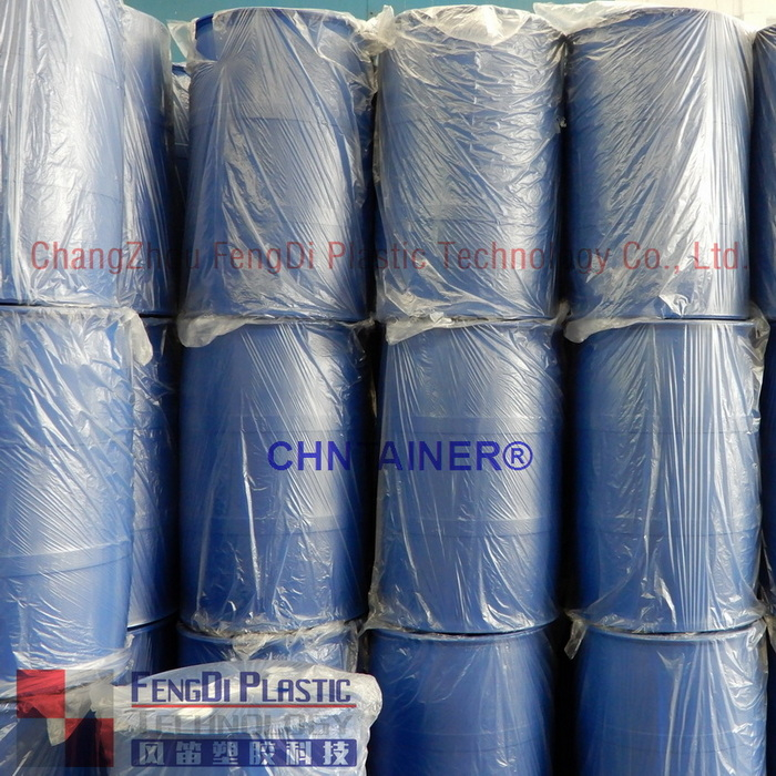 Tambor de plástico de cabeza hermética de 200 litros con 2 tapones