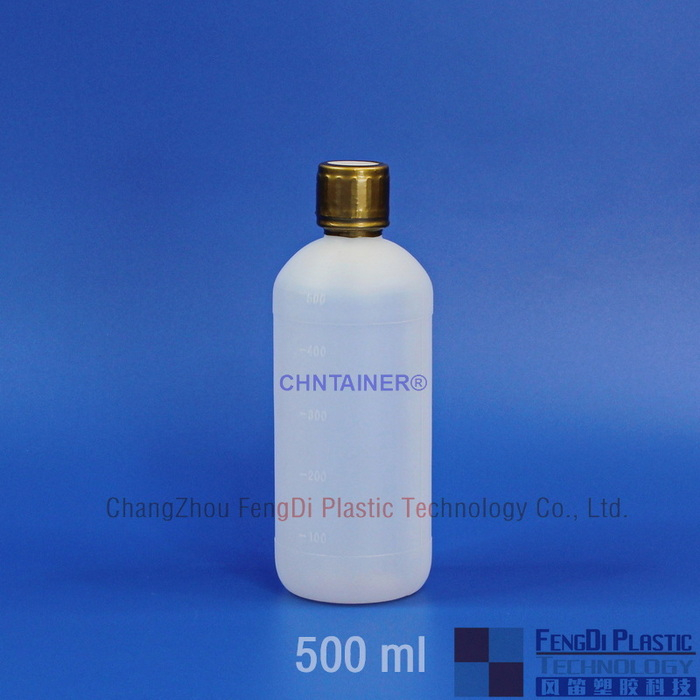 Solución de alcohol de 500 ml botella redonda con tapa de sellado de inducción