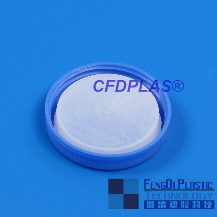 Tapa de tornillo azul acanalado de 63 mm con enchufe interno LDPE