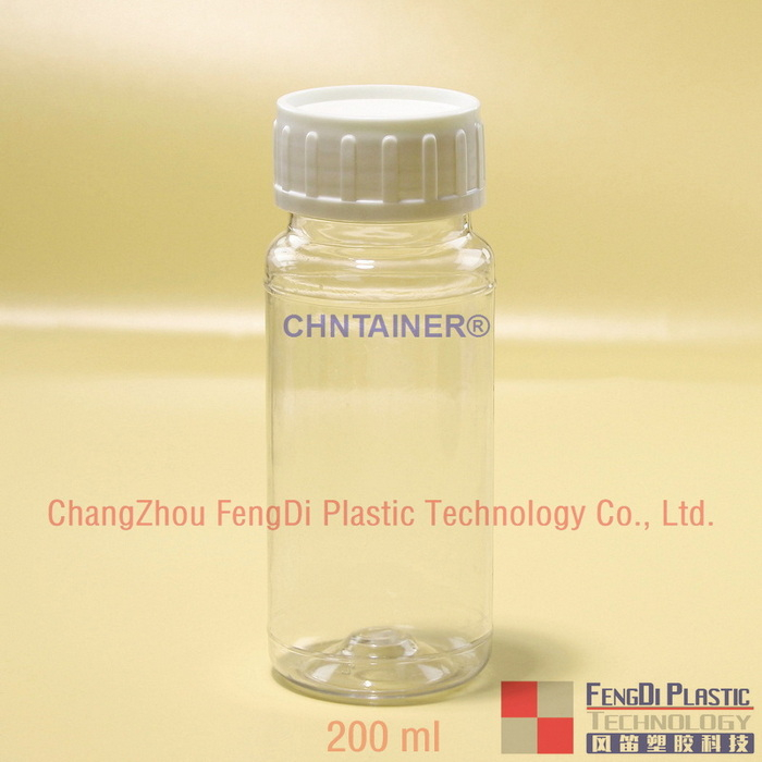 Botella química de PET de 200 ml con cierre de sello de calor de inducción